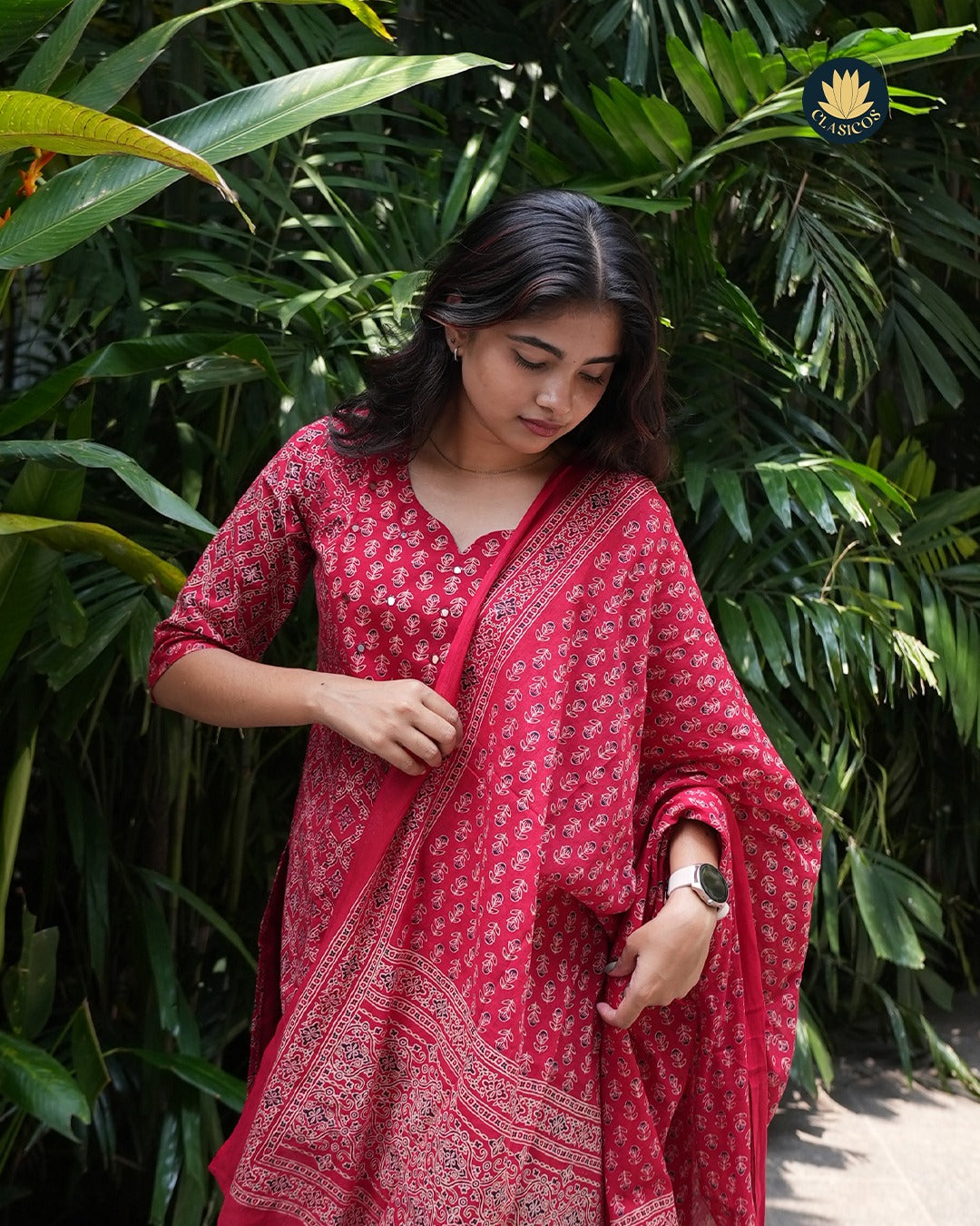 Pure Cotton Ajrakh Printed Salwar Set  - CLS0124