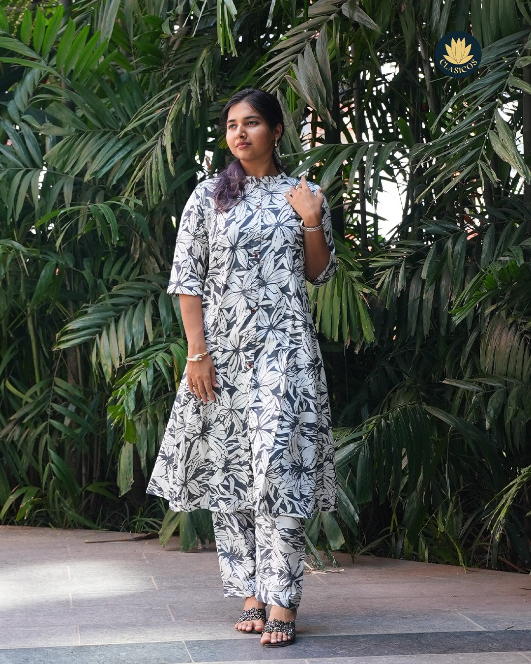 Black & White Cotton Coord Set with Cotton Lining - CLS0125