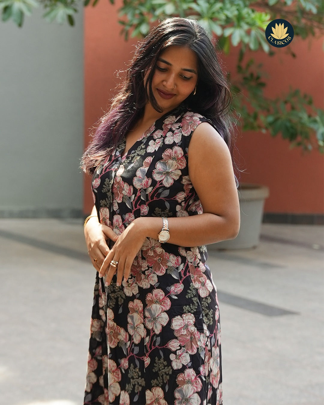 Premium Printed Rayon Sleeveless Dress - CLS0128
