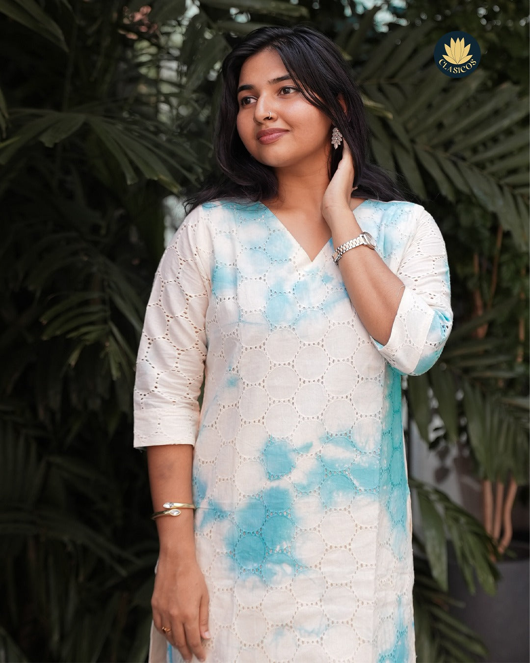 Premium Tie-Dye Hakoba Top & Cotton Bottom Set - CLS0130
