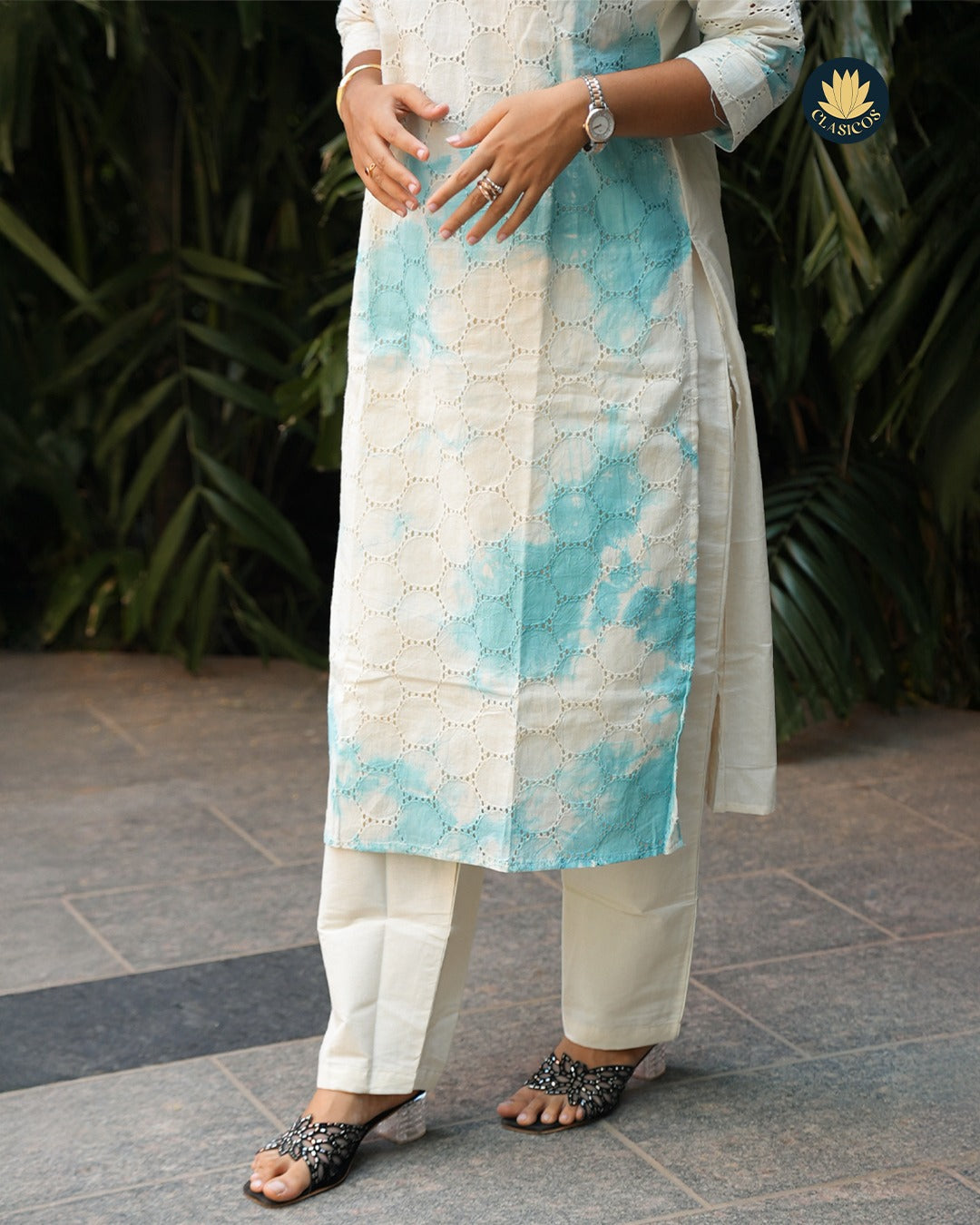 Premium Tie-Dye Hakoba Top & Cotton Bottom Set - CLS0130