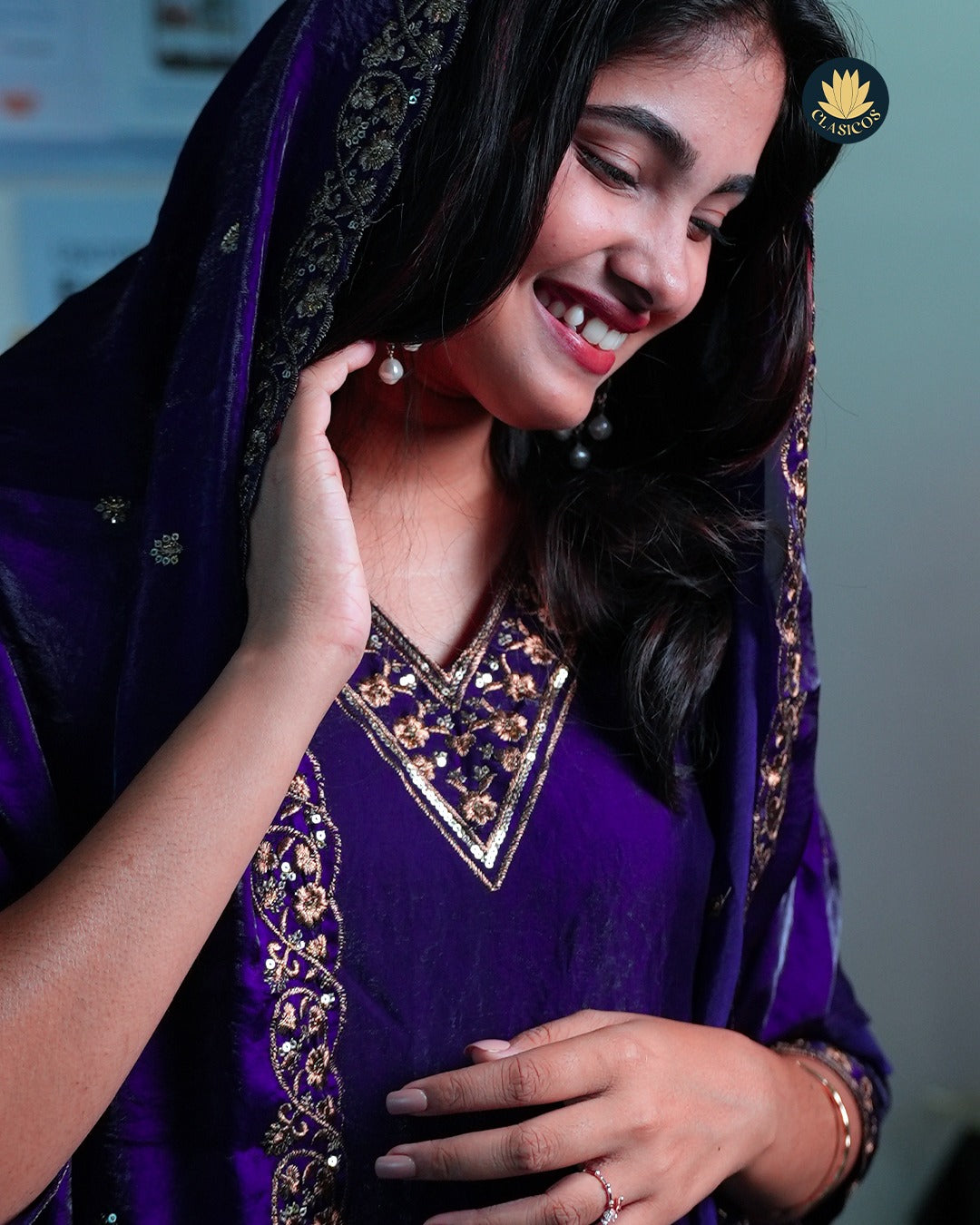 Velvet Organza Partywear Salwar Suit In Vibrant Colours- CLS0138