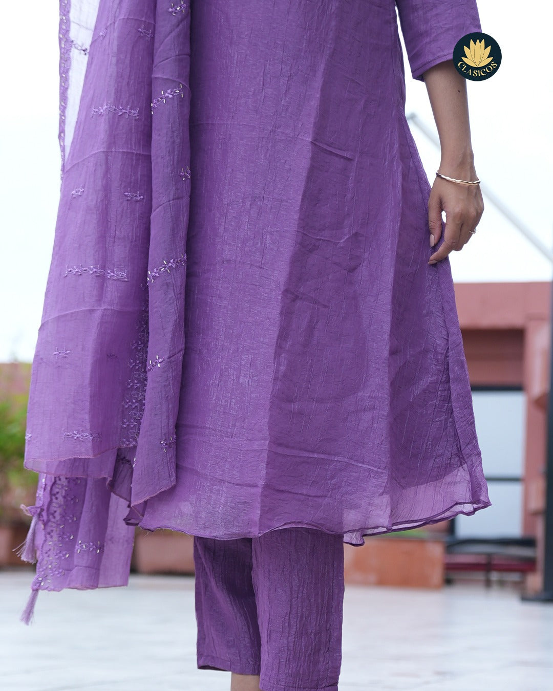 Crushed Tissue Salwar Suit with Hand Embellished Details - CLS0132