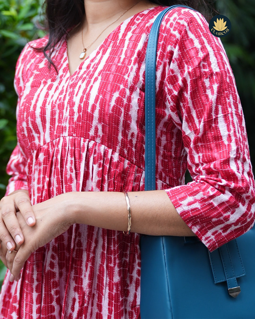 Handcrafted Tie-Dye Cotton Coord Set with Kantha Stitches - CLS0133