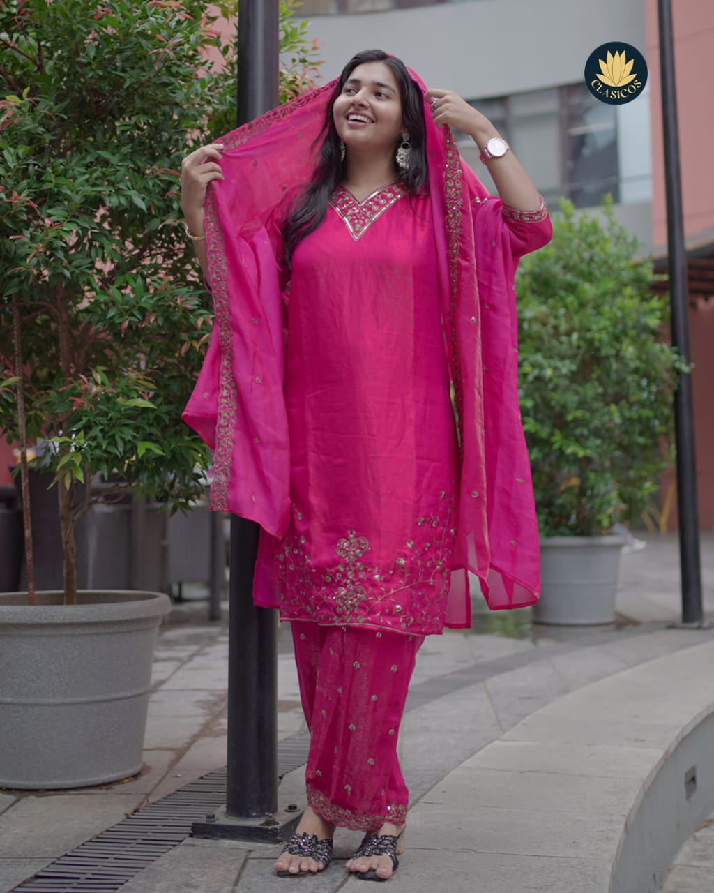 Velvet Organza Partywear Salwar Suit In Vibrant Colours- CLS0138