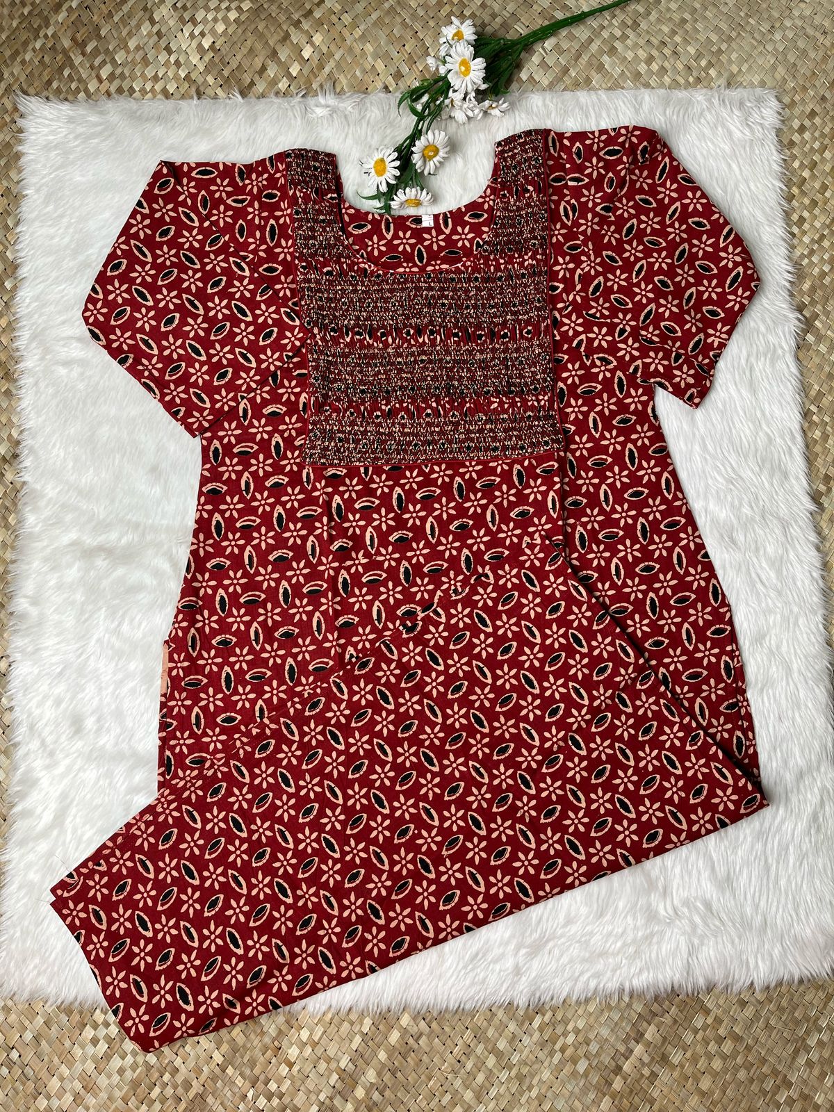 Ajrakh Kurti with smoked yoke - CLS0117