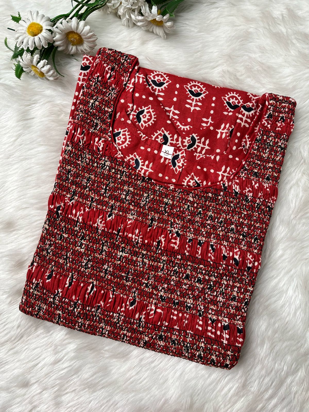 Ajrakh Kurti with smoked yoke - CLS0117