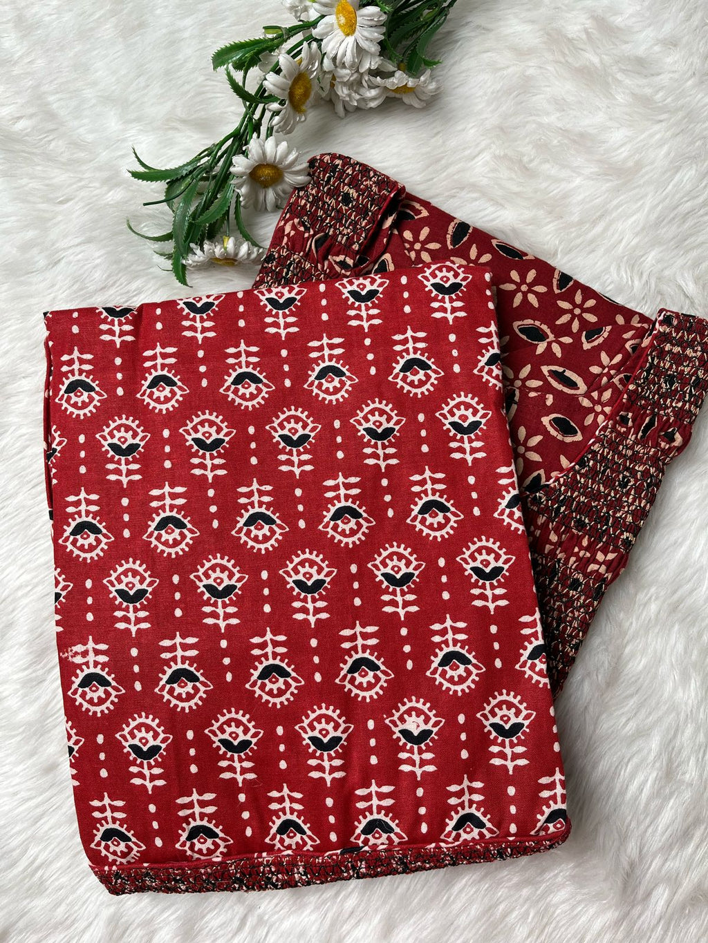 Ajrakh Kurti with smoked yoke - CLS0117
