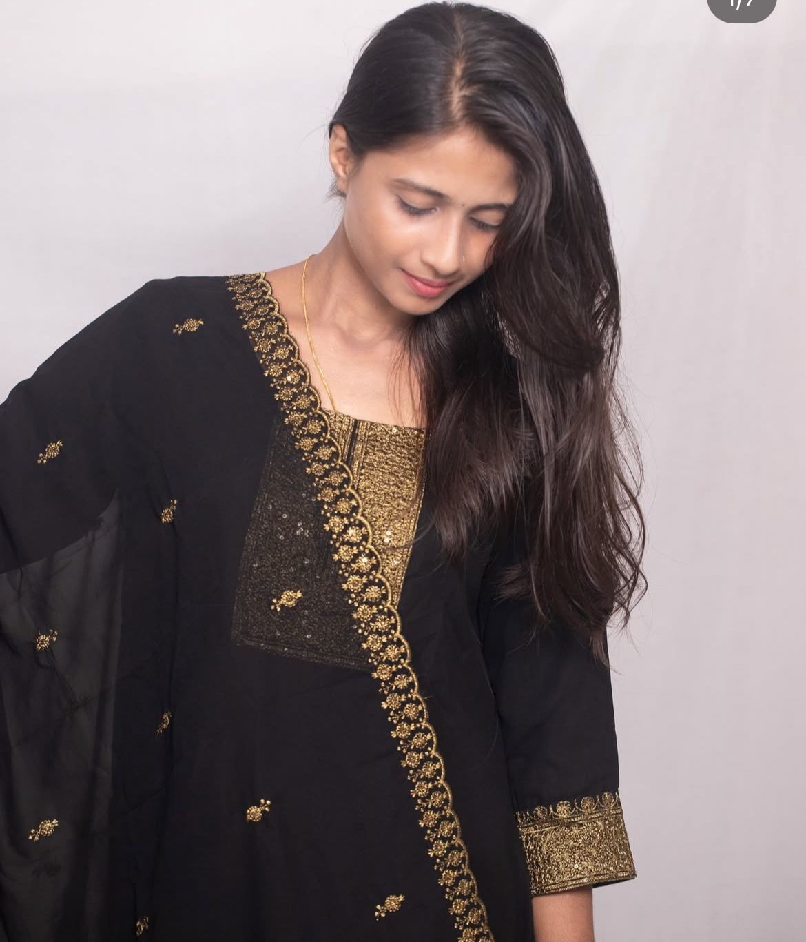 Georgette Slitted Top with Scalloped Dupatta Set