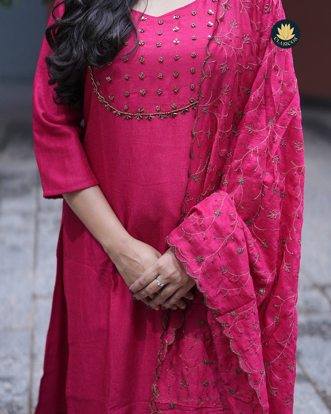 Vijithra Silk Partywear | Red & Green | CLS0160