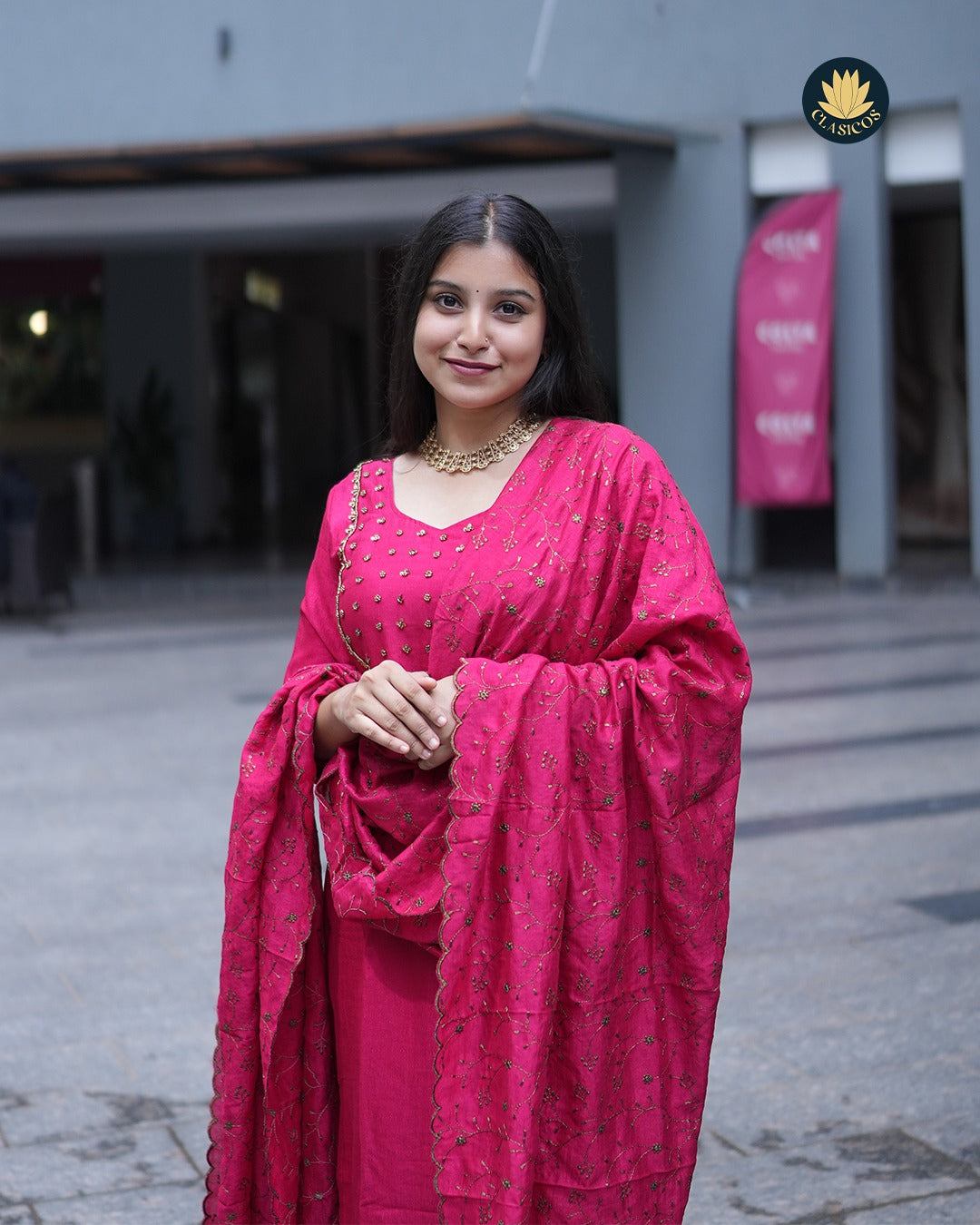 Vijithra Silk Partywear | Red & Green | CLS0160