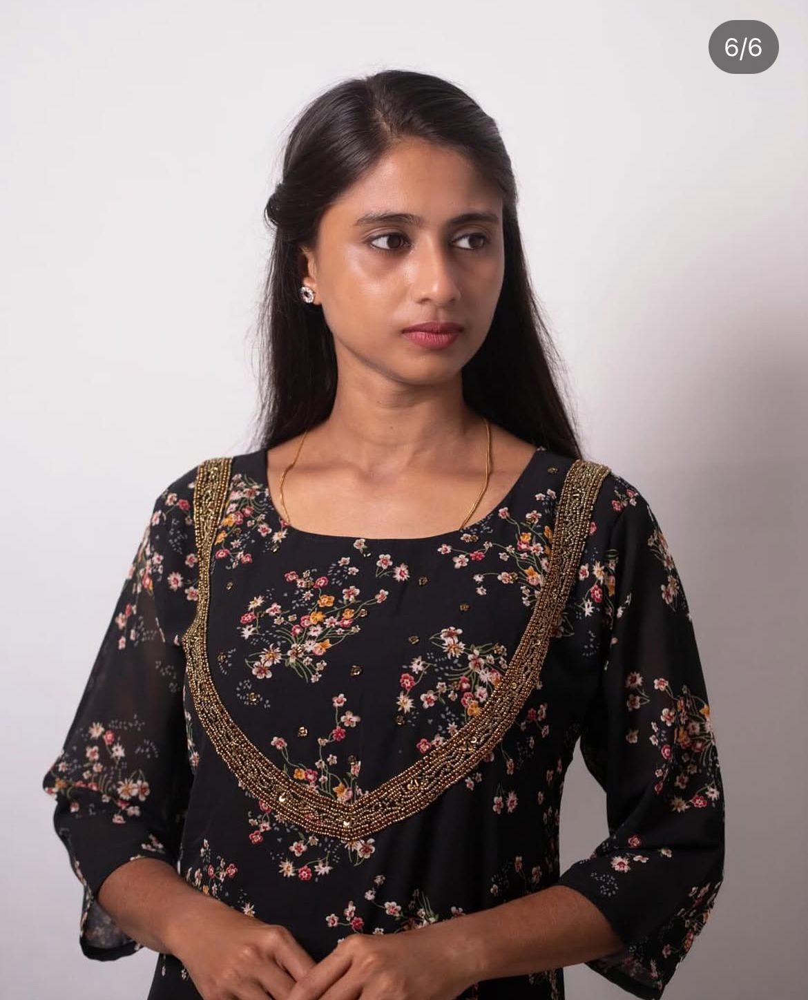 Printed georgette handwork kurti