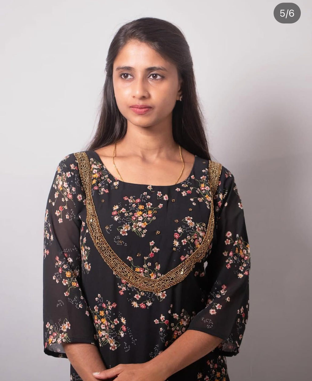 Printed georgette handwork kurti