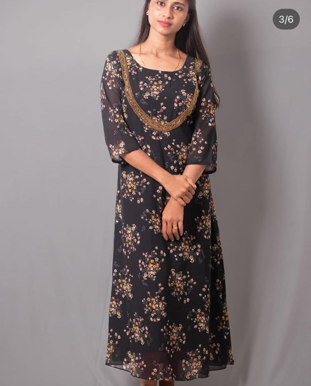 Printed georgette handwork kurti