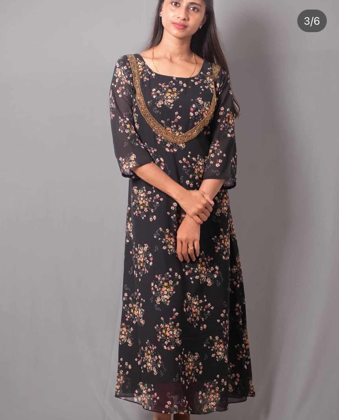 Printed georgette handwork kurti