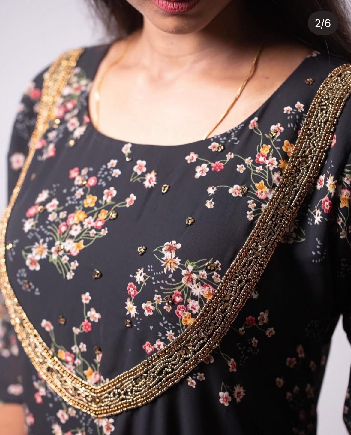 Printed georgette handwork kurti