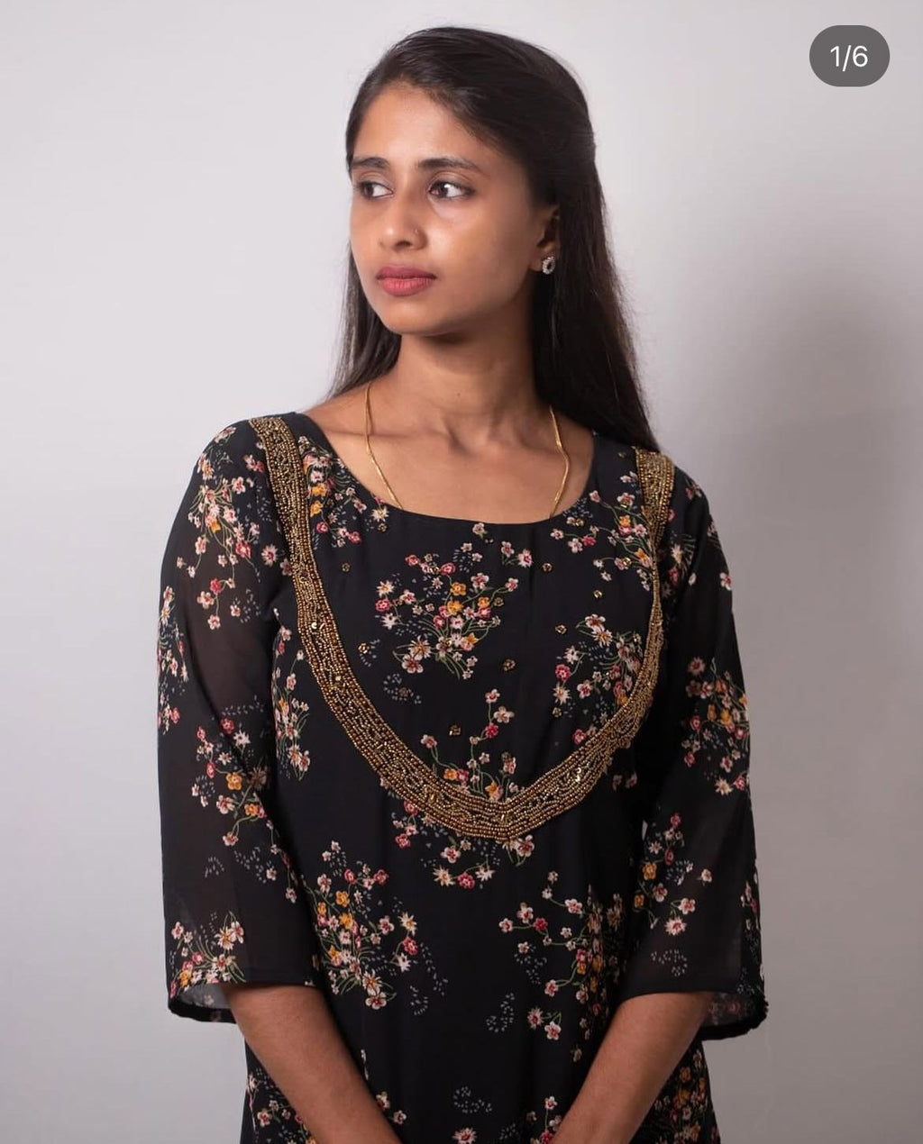 Printed georgette handwork kurti