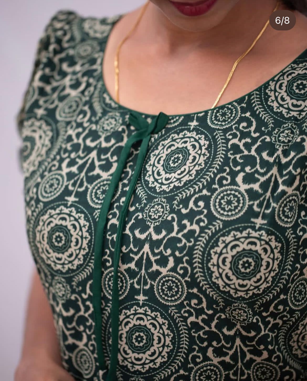 Printed georgette dress green