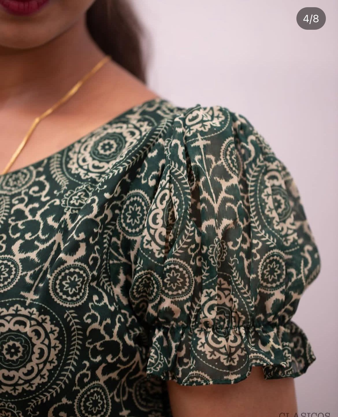 Printed georgette dress green