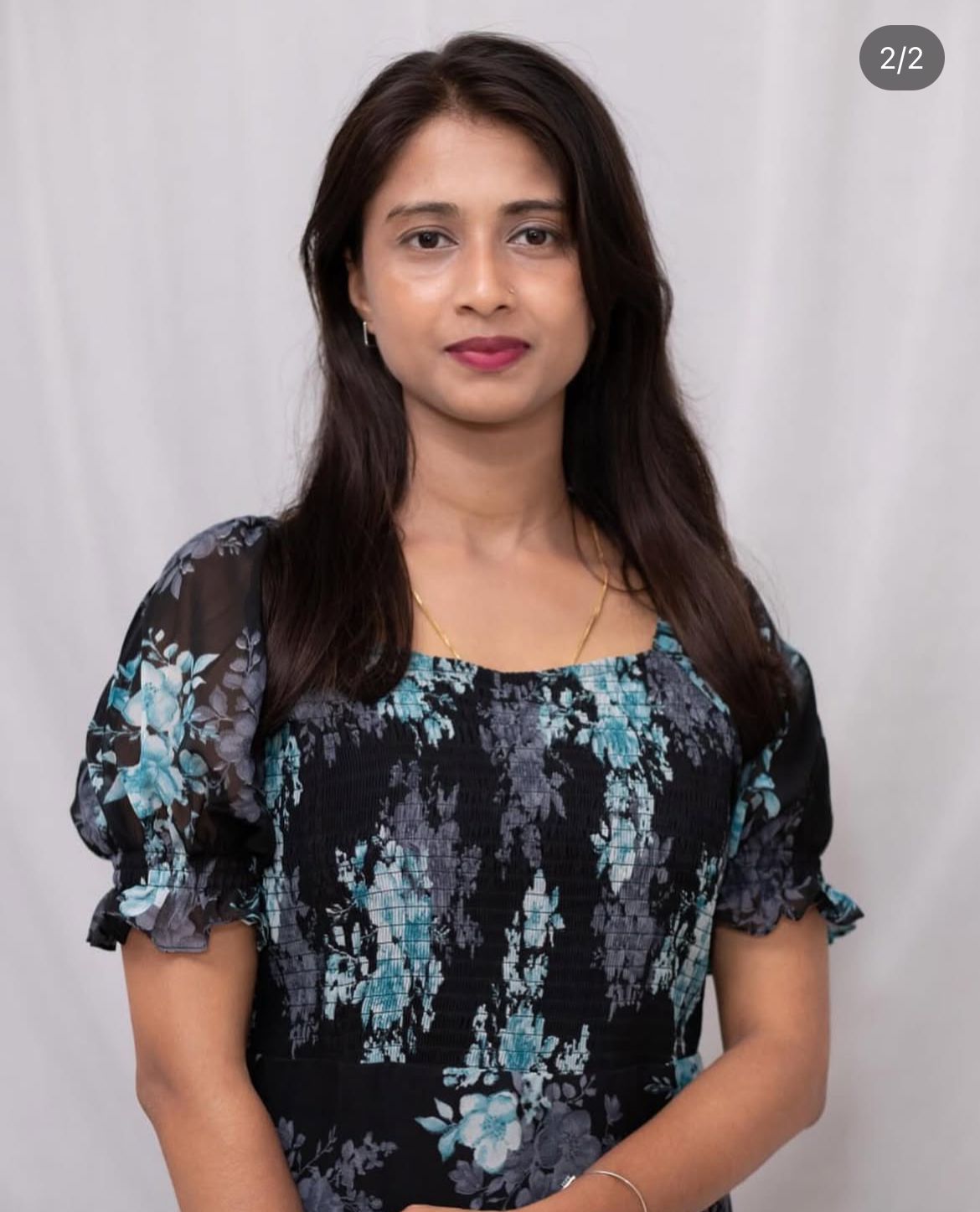 Floral Printed Georgette Dress with Smoked Yoke - Black