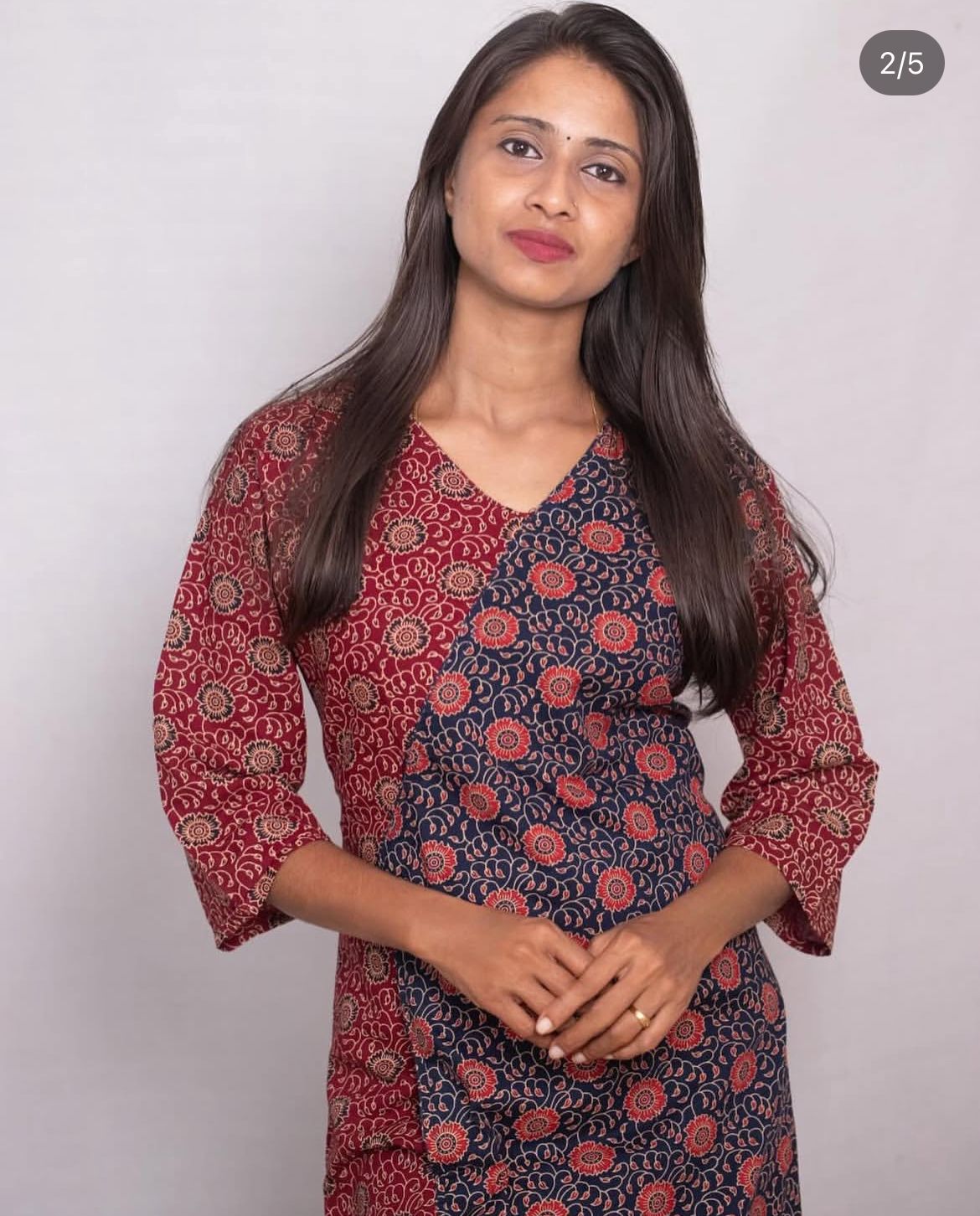 Pure Cotton Ajrakh  Kurti with Angrakha Pattern