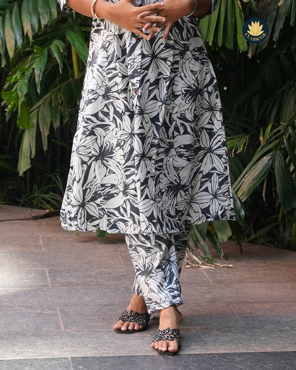 Black & White Cotton Coord Set with Cotton Lining - CLS0125