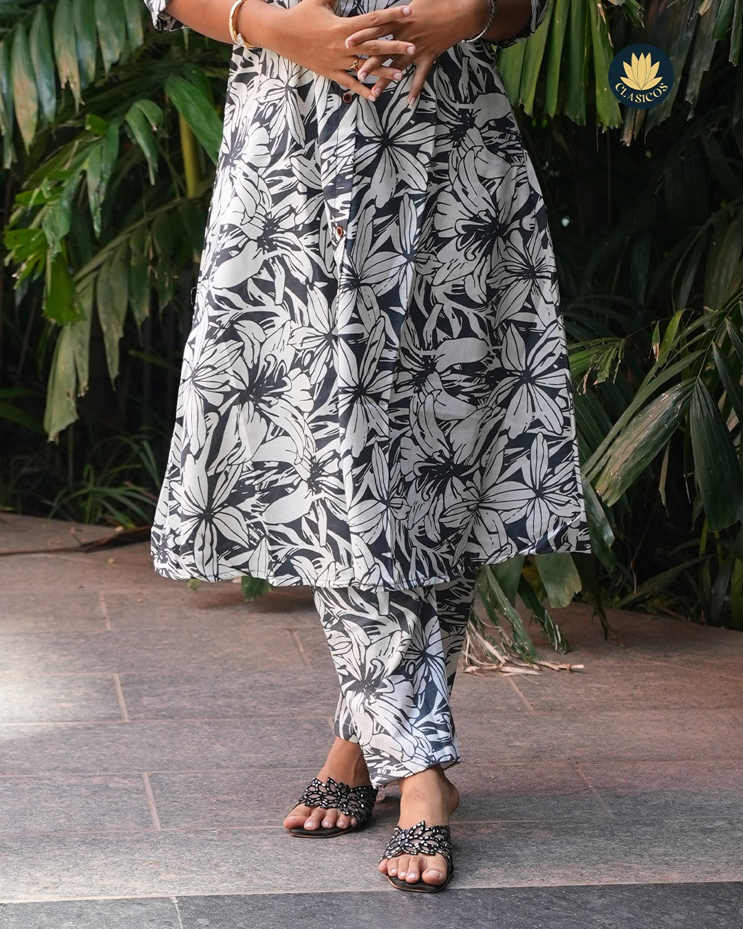 Black & White Cotton Coord Set with Cotton Lining - CLS0125