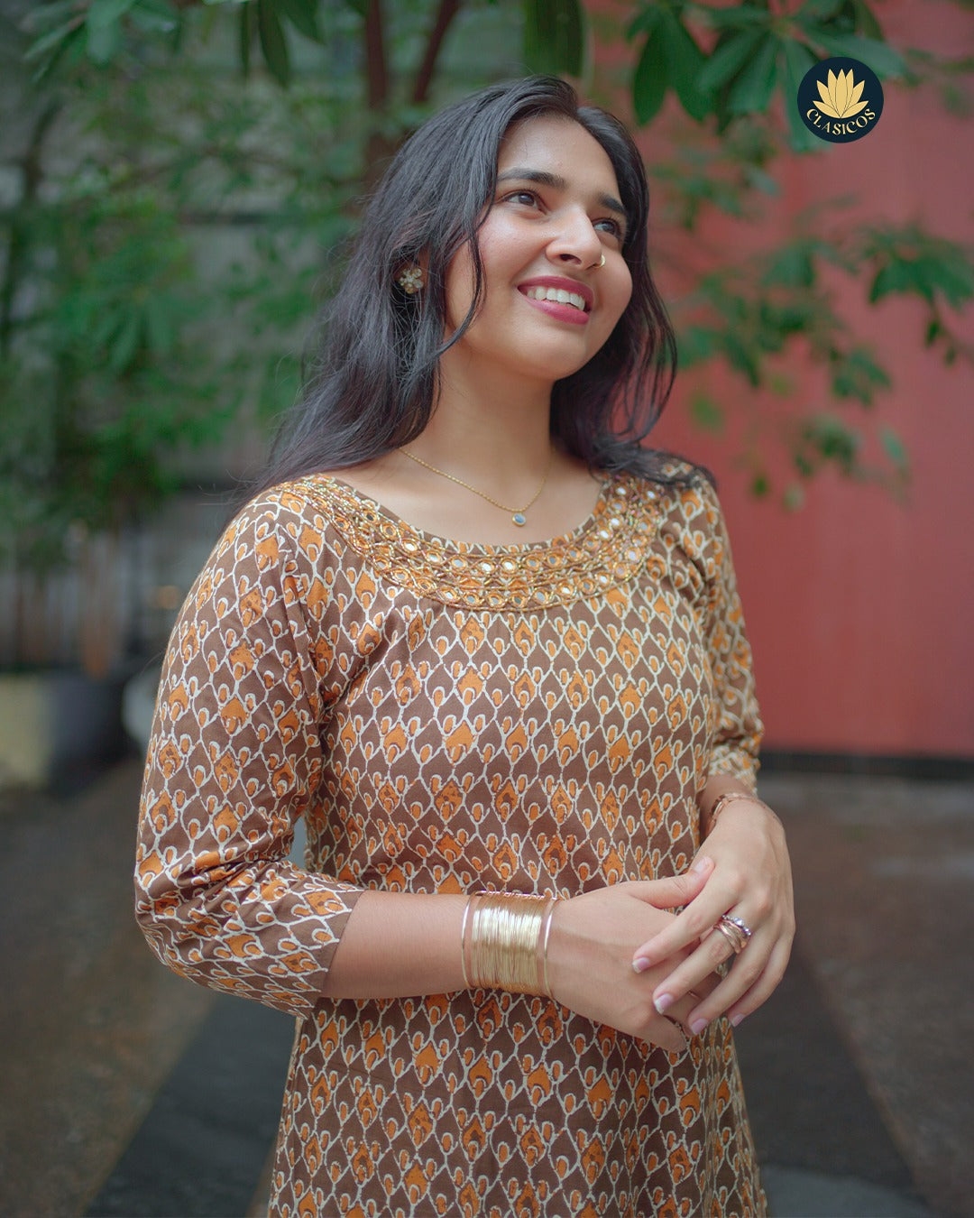 Naturally Dyed Cotton Dress in Indigo & Mud Tones - CLS0139